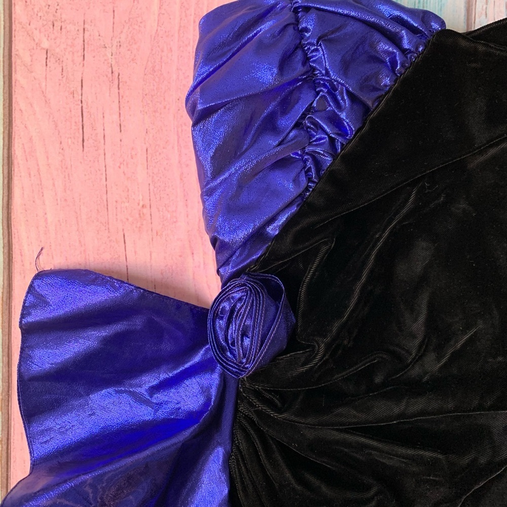 Vintage 80s Gunne Sax Black and Blue mini dress - Picture 6 of 10